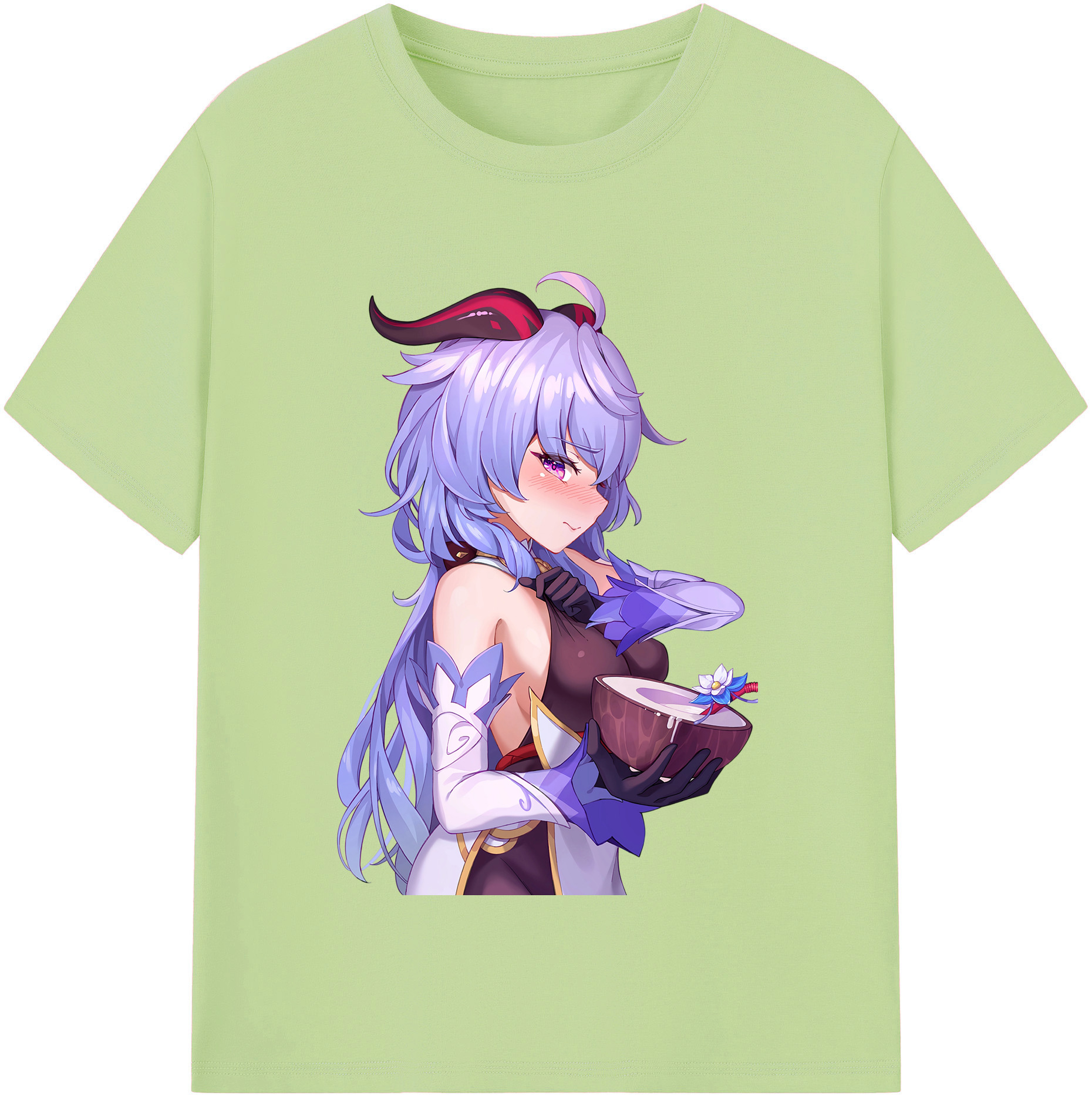 げんし神 甘雨 かんう genshin Ganyu 綿100％半袖Tシャツ（フロントプリント）